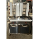 Double Doner Kebab Grill with Storage Cabinet - 6 Burner LPG Gas